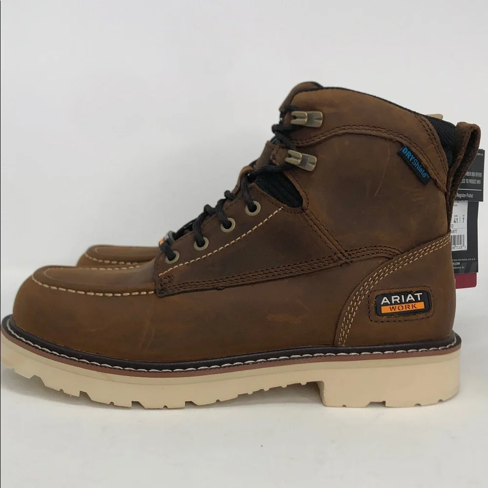 Ariat Work Rebar Lift 6” H2O Distressed Brown EH ESoft Toe Men’s Boots - Size 8